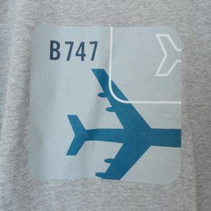 1990s Vintage zutopia gray heathered heavyweight B747 jet plane tee men's L